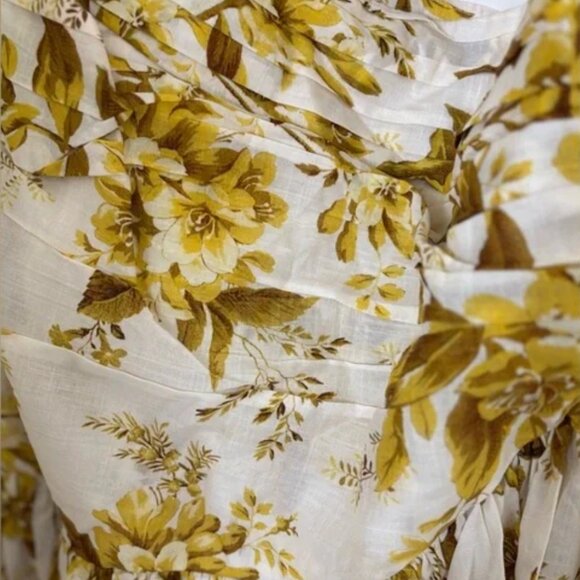 LIKE NEW Zimmermann Golden Asymmetric Floral Dress - Sz. 6/8 (Zimmermann sz. 2) - Picture 6 of 8